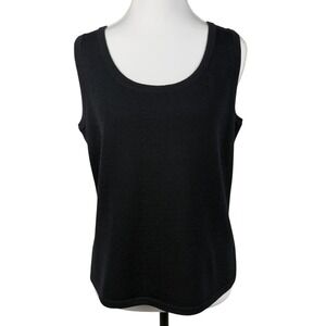 St John Sport Knit Shell Tank Top Womens S Black Scoop Neck Sleeveless Vintage